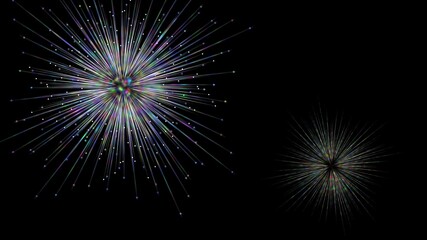 Fototapeta premium Two colorful, sparkling stars, one large and one small, in a deep black sky