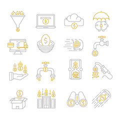 Money flow icons set