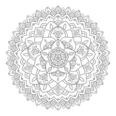 Zentangle inspired mandala zen doodle illustration with tribal boho chic ornaments. Oriental ornamental illustration.