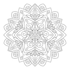 Zentangle inspired mandala zen doodle illustration with tribal boho chic ornaments. Oriental ornamental illustration.