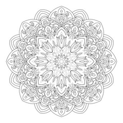 Zentangle inspired mandala zen doodle illustration with tribal boho chic ornaments. Oriental ornamental illustration.