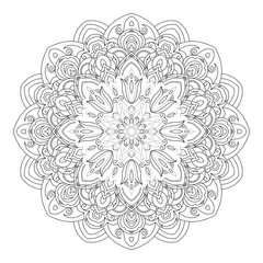 Zentangle inspired mandala zen doodle illustration with tribal boho chic ornaments. Oriental ornamental illustration.