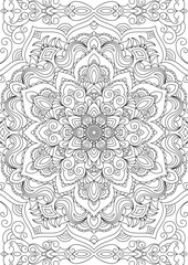 Zentangle inspired mandala zen doodle illustration with tribal boho chic ornaments. Oriental ornamental illustration.