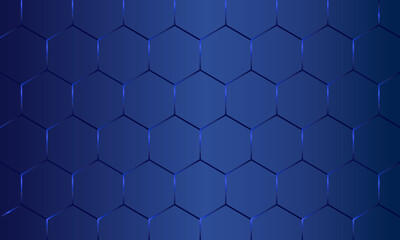 Dark blue hexagonal pattern vector abstract background. Dark honeycomb texture grid.