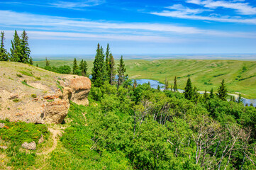 The conglomerate cap rock of the Cypress Hills in Saskatchewan resisted glacial erosion during the...