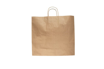 Shopping kraft paper bag with handles isolated transparent png.  