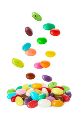 Heap of jelly beans on white background