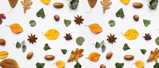 Beautiful autumn composition on white background