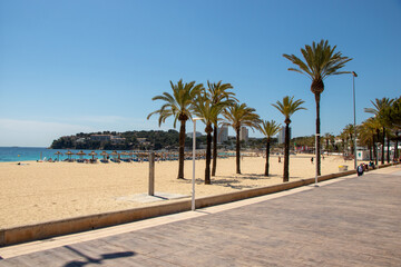 Fototapeta na wymiar Magaluf beach on the Balearic island of Palma de Mallorca, Spain