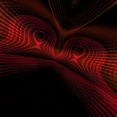 Fototapeta premium Red abstract lines and waves with effects on a black background