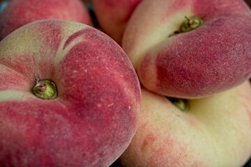 Close up of white donut peaches