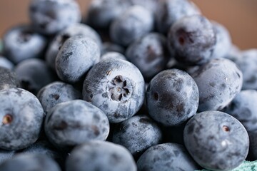 Close up of pint of blueberries