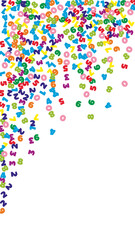 Falling colorful numbers. Math study concept with flying digits. Rare back to school mathematics banner on white background. Falling numbers vector illustration.