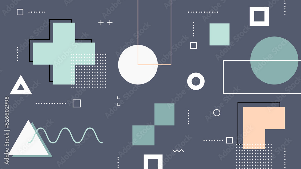 Poster modern abstract background with retro memphis and soft pastel color