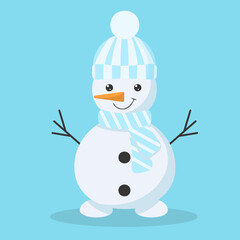 snowman in a blue hat and scarf