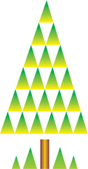 Triangular symbolic tree of triangles. Tree of life. Green colors. Vector graphics.