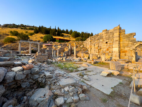 Ephesus Ancient City Temple of Apollo, front view of the temple of apollo in the ancient city of ephesus
