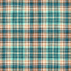 Teal rustic coastal beach house check fabric tile. Seamless sailor flannel textile gingham repeat swatch.