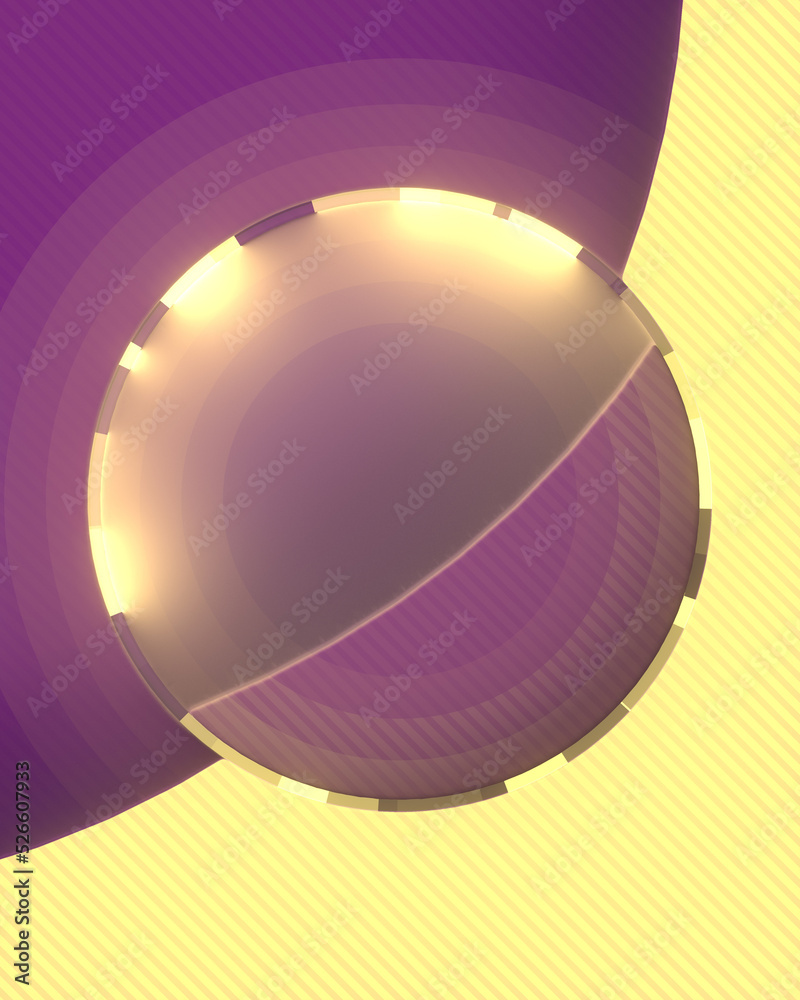 Aufkleber abstract geometric shape with a luminous ring in the center. 3d rendering digital illustration