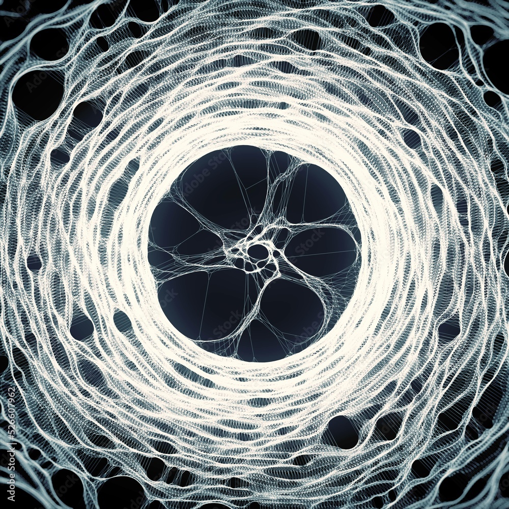 Fototapete abstract organic structure. geometric background. black and white pattern. 3d rendering digital illu