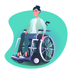 Vector illustration of a girl on a wheelchair