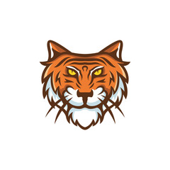 Wild tiger head illustration logo design