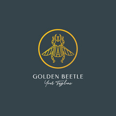 Golden beetle minimalist line logo