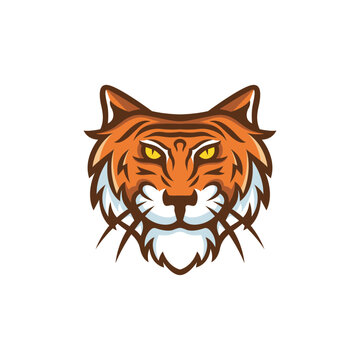 Wild tiger head illustration logo design