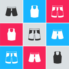 Set Short or pants, Undershirt and icon. Vector