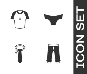 Set Pants, T-shirt, Tie and Men underpants icon. Vector