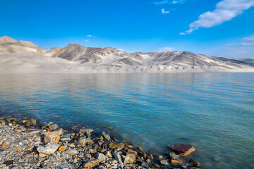 Fototapeta premium Baisha lake landscape in Kashgar city Xinjiang Uygur Autonomous Region, China.