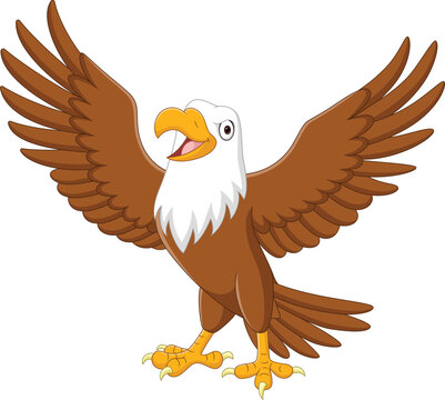 Cartoon eagle on white background