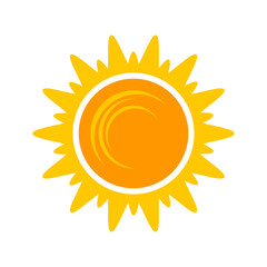 Yellow shining sun icon