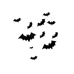 Halloween icons set of bats in black