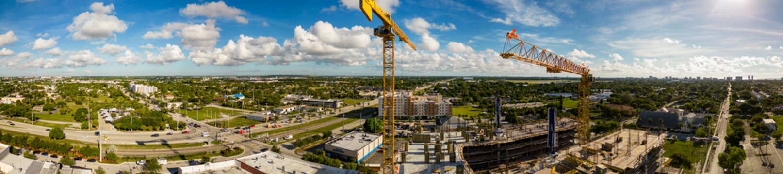 Aerial panorama of a construction site Pompano Beach FL
