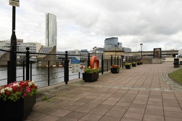 decorated walkway along lagan riverside