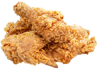 Fried chicken isolated on white background, Fried chicken on white With clipping path.
