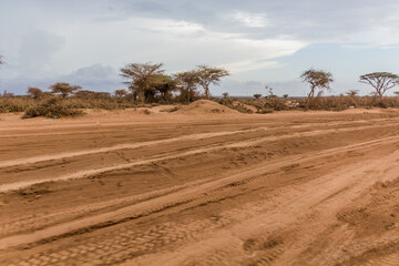 View of a sandy road west from Hargeisa, Somaliland