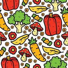 Vegetable doodle cartoon pattern illustration design