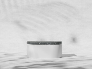 Fototapeta na wymiar Empty 3D display product beige minimal scene with geometric podium platform.Cosmetics or beauty product promotion mockup. 3D render illustration.