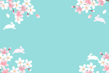 卯　年賀状　桜　背景 