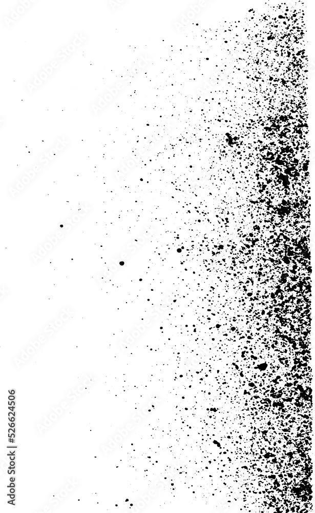 Poster abstract black ink sprayed on a transparent background. square design elements for copy space frame.