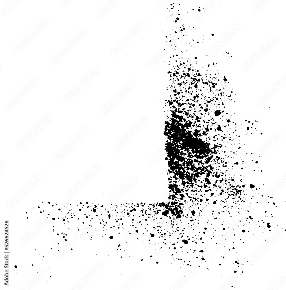 Aufkleber abstract black ink sprayed on a transparent background. square design elements for copy space frame. the grunge paint brush collection for creative design