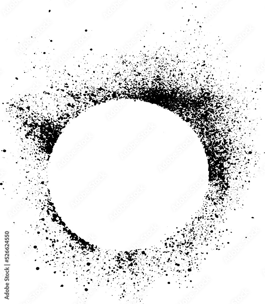 Aufkleber abstract black ink sprayed on a transparent background. square design elements for copy space frame. the grunge paint brush collection for creative design