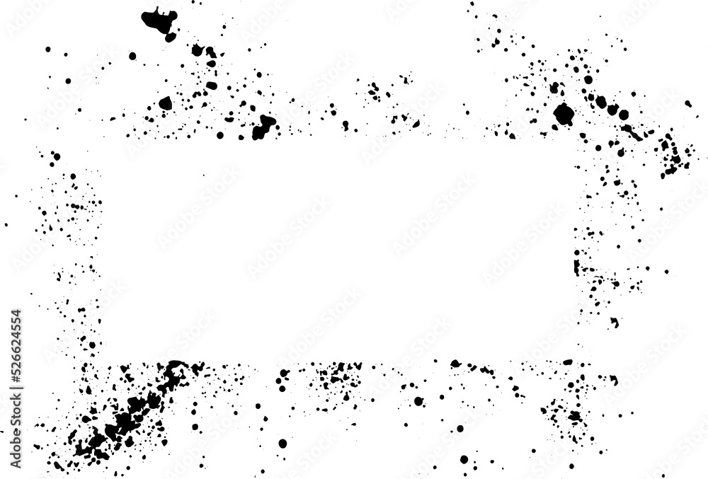 Poster abstract black ink sprayed on a transparent background. square design elements for copy space frame. the grunge paint brush collection for creative design