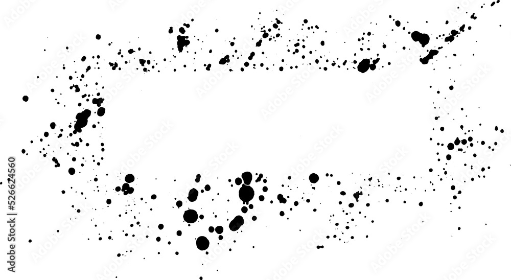 Aufkleber abstract black ink sprayed on a transparent background. square design elements for copy space frame.