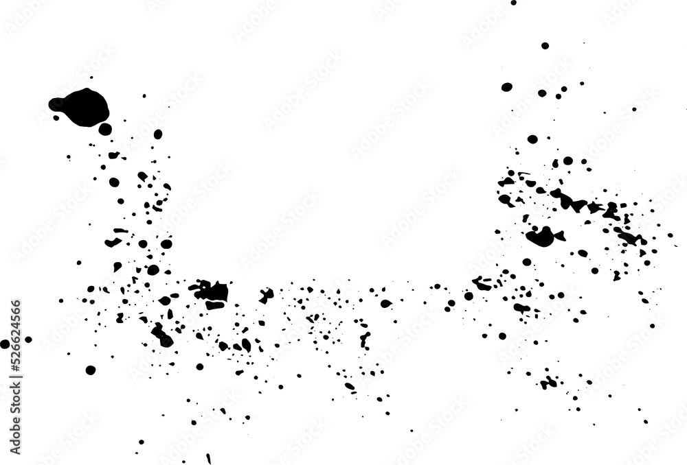 Poster abstract black ink sprayed on a transparent background. square design elements for copy space frame. the grunge paint brush collection for creative design