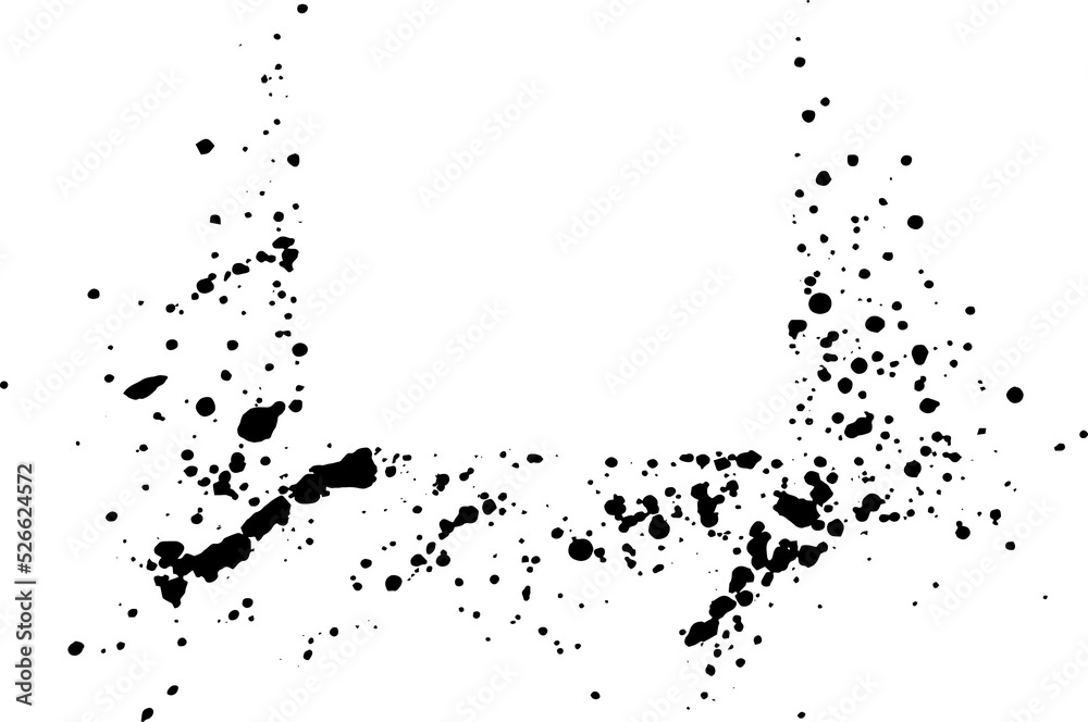 Poster abstract black ink sprayed on a transparent background. square design elements for copy space frame. the grunge paint brush collection for creative design
