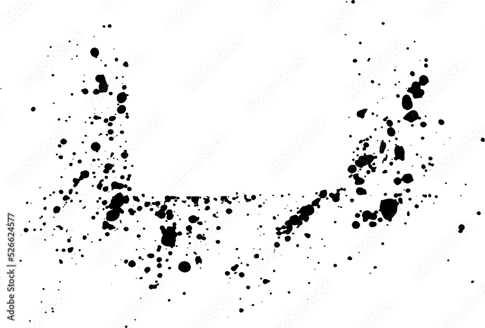 Poster abstract black ink sprayed on a transparent background. square design elements for copy space frame. the grunge paint brush collection for creative design