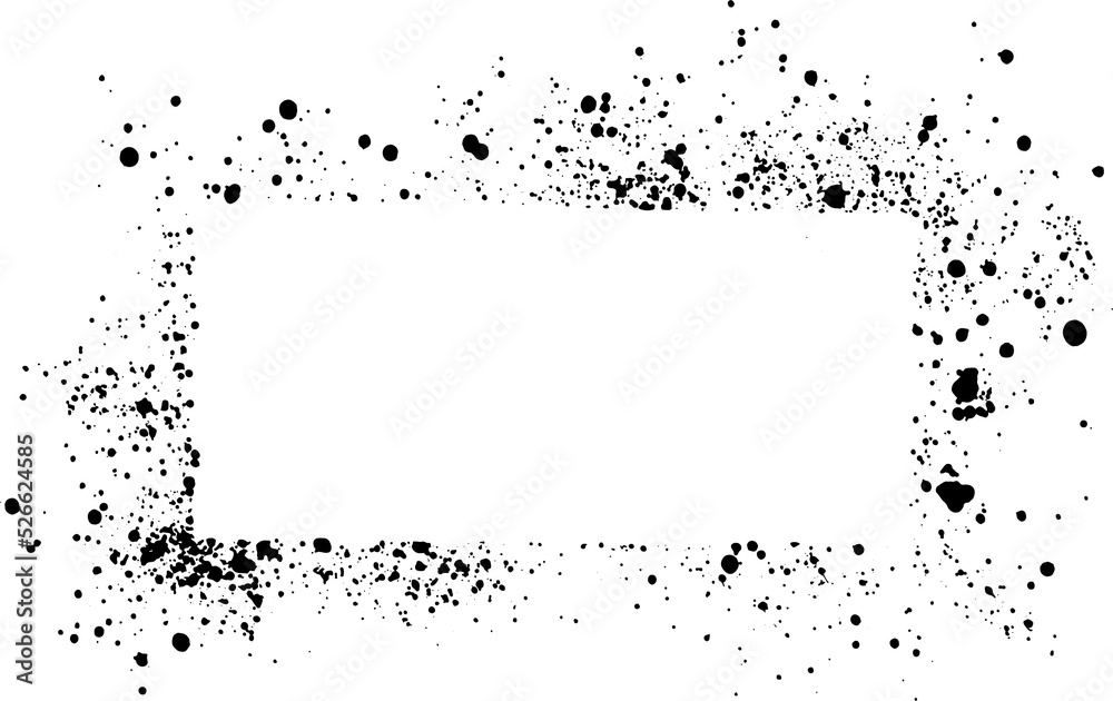 Aufkleber abstract black ink sprayed on a transparent background. square design elements for copy space frame. the grunge paint brush collection for creative design